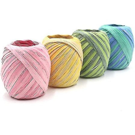 4 Ruller Naturfarget Raffia Bånd Håndverk Garn