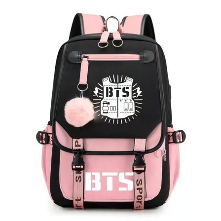 BTS Ryggsäck Barn Ryggsäckar Ryggväska med USB-uttag 1 st Rosa 2