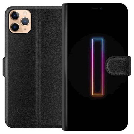 Kompatibel Tegnebogsetui til Apple Apple iPhone 11 Pro Max Minimalistisk neonbogstav I i regnbuefarver mod mørk baggrund