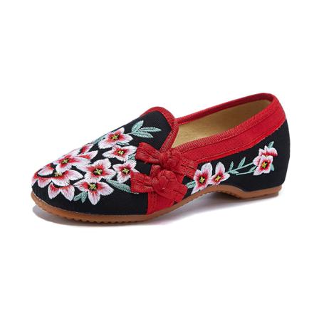Retro Etniska Broderi Platta Persika Blommaskor (röd 39)