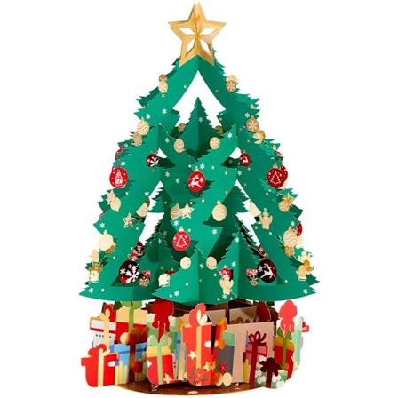 3D-onnittelukortti, ponnahdusikkuna joulukuusi -onnittelukortti paperikuorella, kokoontaitettavat ponnahdusikkuna-juhlakortit syntymäpäiville, 