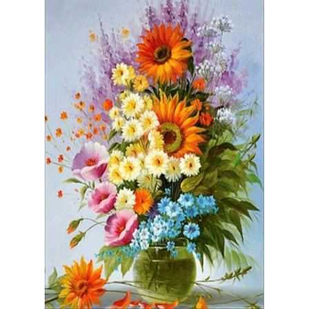 5D Diamantbroderi Kit (30x40cm), Diamantbroderi Full Set, Måla efter nummer, Korsstygnsstenar och gula blommor för väggdekor, Livin