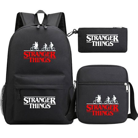 Stranger Things Ryggsekk 3-delt Sett Student Skoleveske Canvas Bag 3 3
