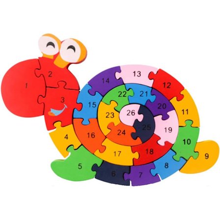 Træpuslespil Snegl Legetøj Dyr Alfabet Nummerpuslespil Alfabet Byggeklodser ABC til Småbørn Drenge Piger Børn 3 4 5 År Gamle