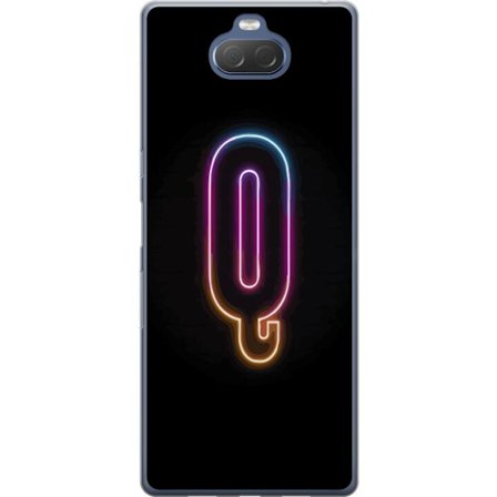 Kompatibelt Mobildeksel til Sony Sony Xperia 10 Plus Minimalistisk neonbokstav Q i skinnende farger mot mørk bakgrunn
