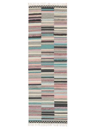 Wool Rug Striped Kajsa Pink/Multicolor Runner Small Oeko-Tex