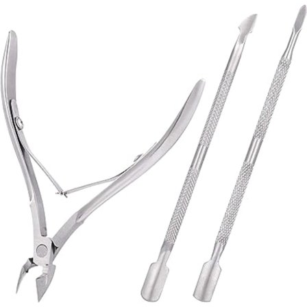 3-delt sett for neglebåndpleie - Neglebåndstrimmer, stålskyver og fil, rustfritt stål neglebåndssaks for manikyr og pedikyr av død hud