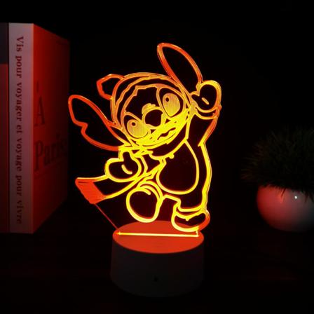 Cartoon Stitch Figurine 3D LED-ljus Barn LED-nattljus USB LED-bordslampa för sovrumsdekoration Julpresent ferrous