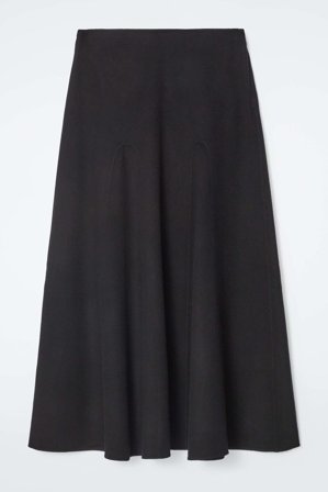 COS Women's Double Faced Wool Midi Skirt in Black