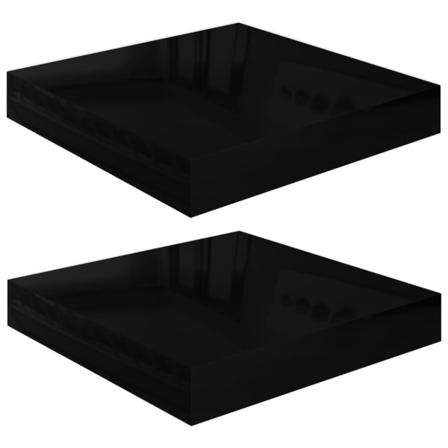 Vidaxl Svävande Vägghyllor 2 St Svart Högglans 23x23,5x3,8 Cm Md Svart