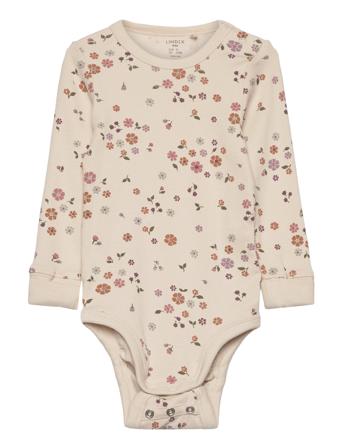 Body Rib Aop Bodies Long-sleeved Creme Lindex*Betinget Tilbud