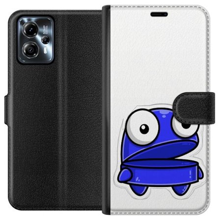 Kompatibel Tegnebogsetui til Motorola Motorola Moto G13 Blå tegneseriefigur med åbent udtryk og store øjne i sjov illustration