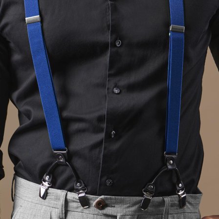 Tirantes de clip finos color azul para hombres - Tirantes con clip