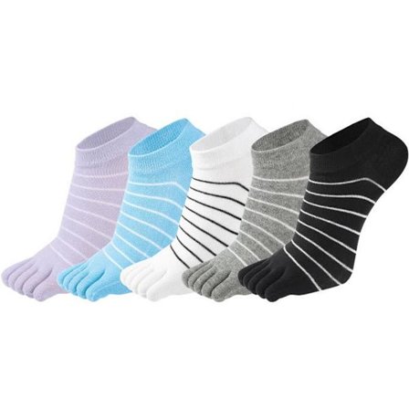ING varvassukat, 5 paria, joogasukkia, naisten, juoksijan varvassukat, sileä varvassauma, sukkasetti, pehmeä, yksi koko, musta + valkoinen + harmaa + 