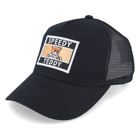 Kiddo Cap - Svart trucker Caps - Kids Speedy Teddy Patch Black Trucker @ Hatstore