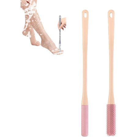 Tå-mellemrums Rengøringsbørste, Fodbørste til Brusebad, Fodskrubbere til Brug i Brusebad, Fodskrubber i Brusebadsbørste (Pink Sæt)