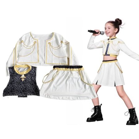 2025 Demon Hunter K-Pop Kostyme | Halloween Cosplay Kostyme for Jenter (Kun topp og shorts)