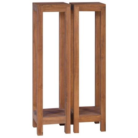 Vidaxl Växtställ 2 St 25x25x100 Cm Massiv Teak Brun