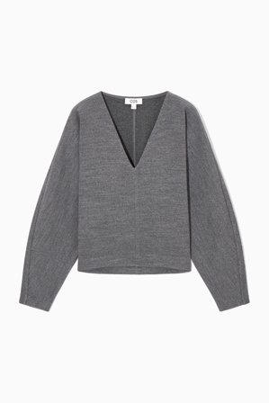 COS Femme Pull Col En V Laine Bouillie Jumper in Gris