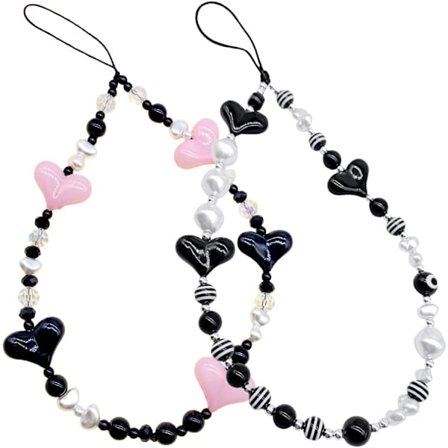 2 stk. Charm Mobiltelefon Rem Strik Perler Håndledsrem Mobiltelefon Ch