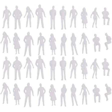 40x 1/50 Skala Model Hvide Figurer/mennesker Tog Layout Diorama Tilbehør