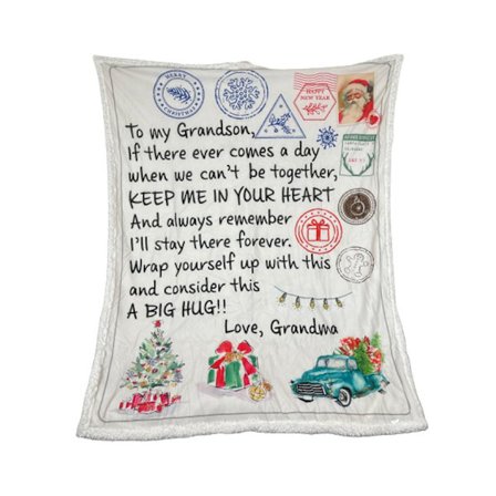 Plush Filt Pläd To My Grandson ca 140 cm x ca 165 cm