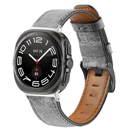 Armband i äkta läder för Samsung Watch 7 (Ultra 47mm) - Grå