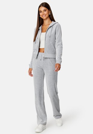 Juicy Couture - Del Ray Classic Velour Pant - SIlver Marl - Kläder - - Bubbleroom