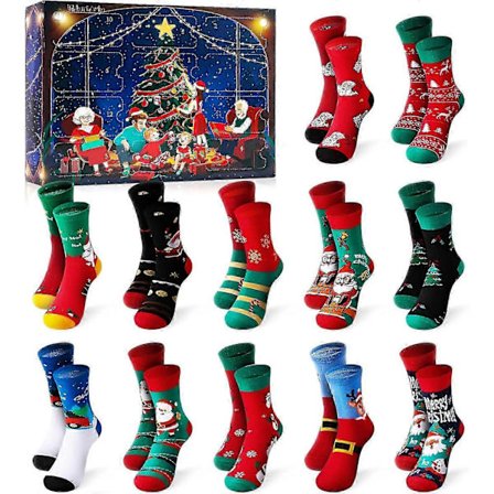 12 Par Jule-Sokker Adventskalender 2024 Kvinder Voksen Hyggelige Sokker Damer Sjove Sokker Julekalender Jule-Sokker