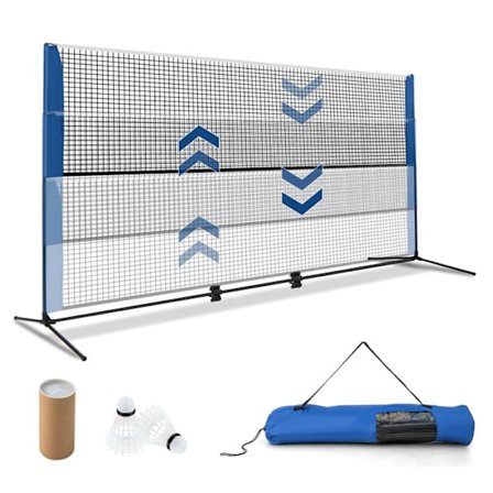 Bærbart Badmintonnet 510 x 102 x 89-155cm COSTWAY - Højdejusterbart - 2 Fjerbolde og Transporttaske - Tennis, Volleyball, Pickleball
