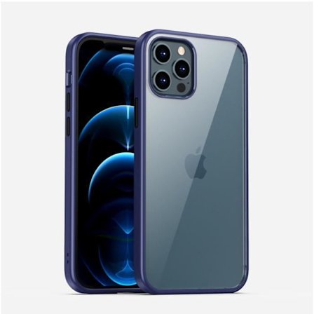 Yoowei iPhone 12 Fodral, Stötsäkert Bumper Fodral med genomskinlig baksida och inbyggt skärmskydd för iPhone 12