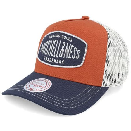 Mitchell & Ness - Orange trucker Keps - Sporting Own Brand Orange/Navy A-Frame Trucker @ Hatstore