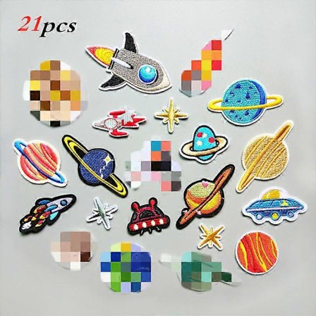 Strygemærker, 21 stk. solsystem astronaut rumplaneter strygemærker applikationer klistermærker til tøj, rygsæk, kasketter, reparer hullet