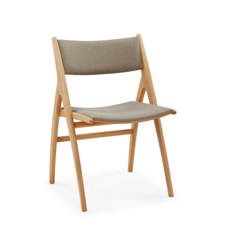 Roots spisebordsstol i stof, Natur Eg - 53x55x84cm - Massivt egetræ, koldskum - Robust & stilfuld spisebordsstol med optimal siddekomfort