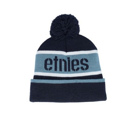 Etnies - Blå pom Beanie - Stencil Beanie Navy Pom @ Hatstore