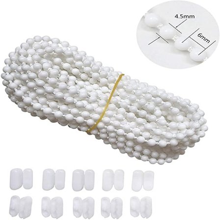 10 meter rullgardiner, pärlad kedjesnöre med 10 stycken gardinkopplingar