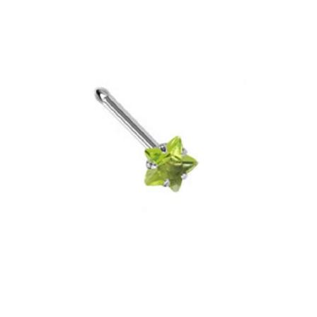 1 St. Näspiercing I 316 Stål Med 3 Mm Stjärnformad Grön Cz