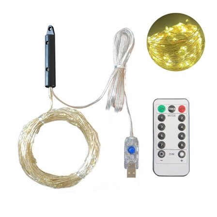 USB-drevet Juledekorasjonslys Tre Lysmoduser Fjernkontroll Inkludert