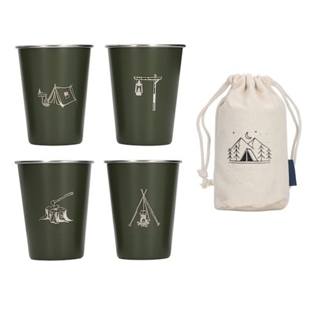 4 stk. 350 ml 304 Rustfrit Stål Vandkop Kaffekrus Flaske til Grill Øl Rejser Udendørs OD Grøn