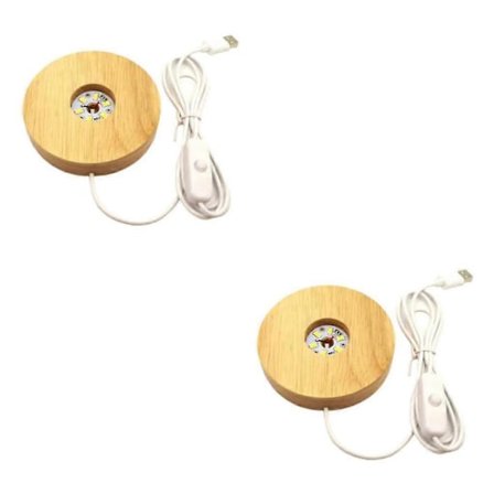 1/2/3 Rund LED Lysbase Display Stativ Lampe i Tre For Krystallkuler