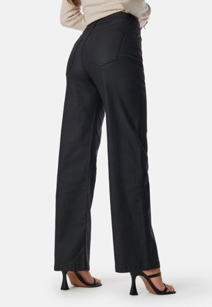 BUBBLEROOM - High Waist Straight Leg Coated Jeans - 36