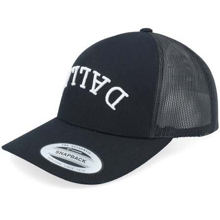 Iconic - Sort trucker Kasket - Dallas Upside Down 3d Logo Black A-frame Trucker @ Hatstore