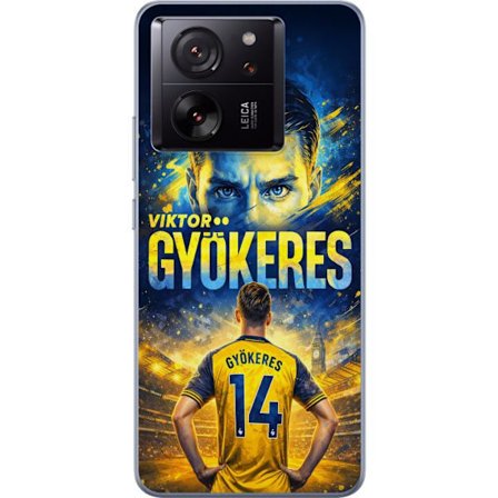 Kompatibelt Mobildeksel til Xiaomi Xiaomi 13T Pro Viktor Gyökeres fotballplakat i gult og blått med dramatisk stadionbakgrunn, sportillustrasjon for