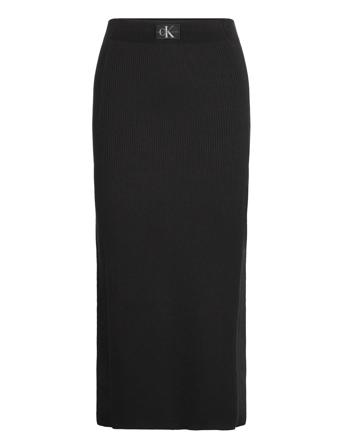 Woven Label Sweater Skirt Calvin Klein Jeans Black