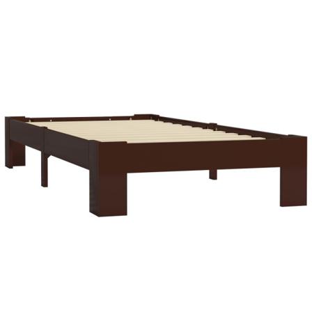 Vidaxl Sängram Mörkbrun Massiv Furu 100x200 Cm Brun