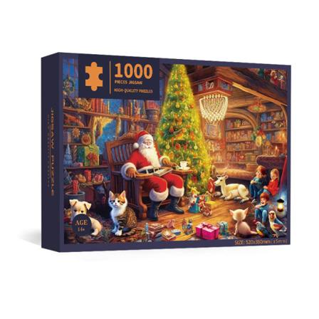 Adventskalenderpussel 1000 biter - Julkalenderpussel Nedräkning Kalender Nedräkningsboks Pussel för voksne Juledyr barn