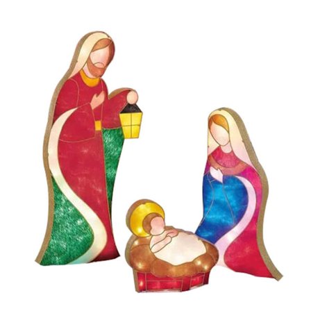 LED Hellig Familie Lighted Nativity Scene Yard Utendørs Juledekorasjon, 50% Tilbud