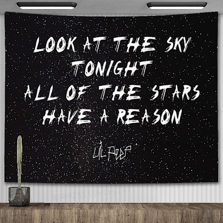 Lil Peep -seinävaate, katso taivaalle -taidevaate, musta hipi-noitaus-seinävaate, esteettinen huoneen sisustus