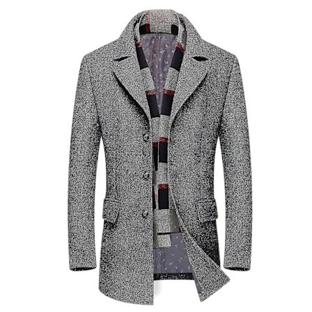 Herr trenchcoat i ull med rutigt mönster och krage