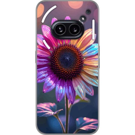 Kompatibelt Mobildeksel til Nothing Phone (2a) Irideserende blomst med glitrende kronblad i rosa lilla og gull mot myk bokeh bakgrunn